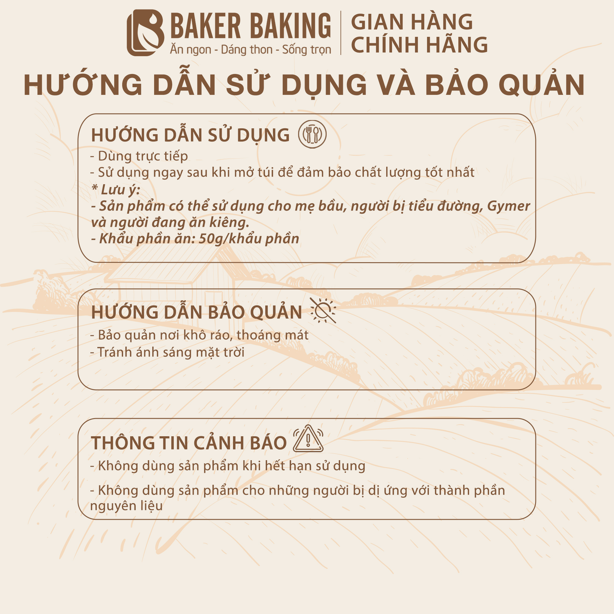 Bánh thanh hạt dinh dưỡng Baker Baking không đường, không chất bảo quản, tiện lợi hỗ trợ tập luyện, tăng cơ 100g