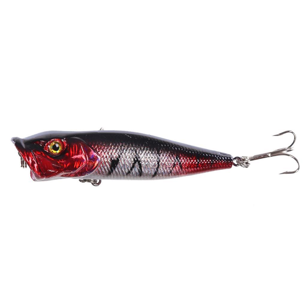 5pcs Artificial Fishing Topwater Floating Popper Lures Treble Hook Hard Bait Crankbait