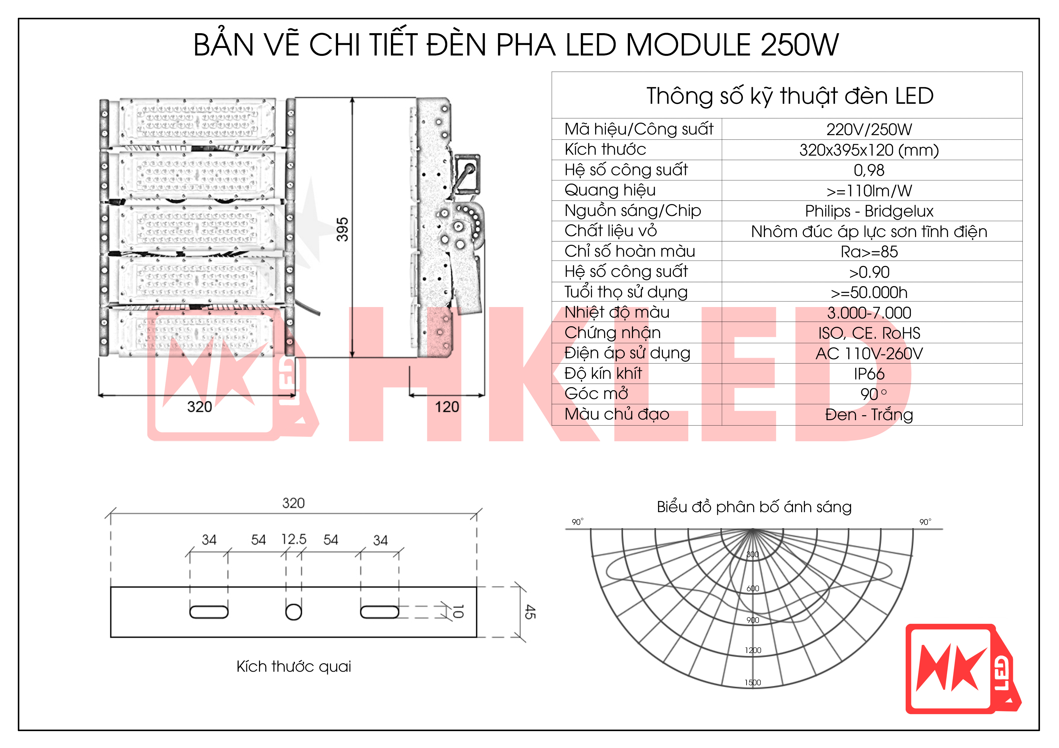 HKLED - Đèn pha LED Module OEM Philips 250W - DPMPL250