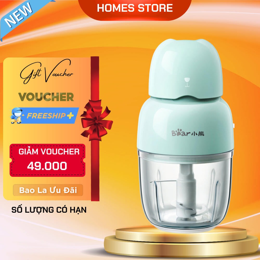 Máy Xay Thực Phẩm Xay Ăn Dặm Bear Xay Cực Êm An Toàn Vệ Sinh 0.3L Công Suất 120 W - Hàng Chính Hãng - Nhập Khẩu - Qsj - B01P1