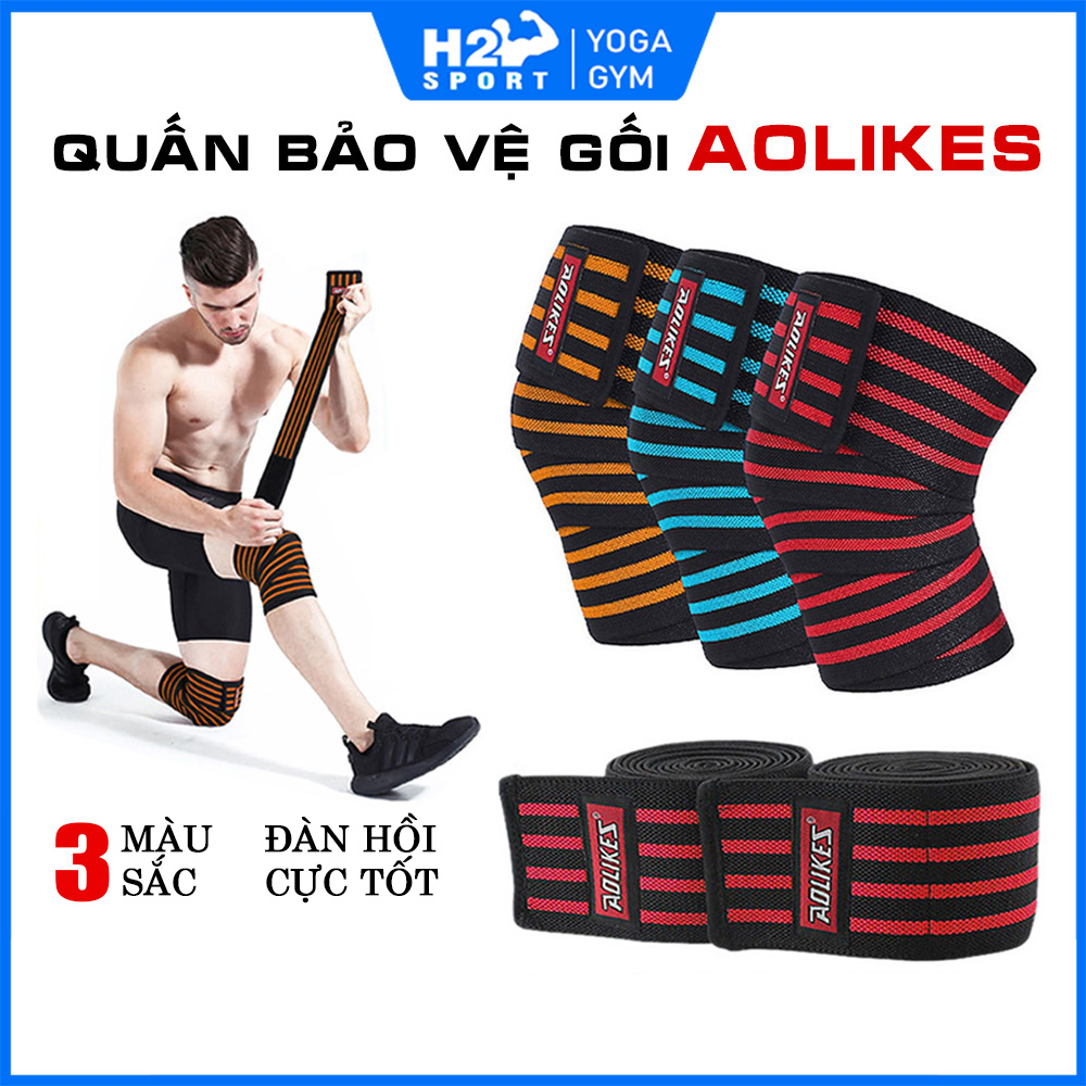 Quấn gối tập GYM ️chính hãng Aolikes hỗ trợ bảo vệ đầu gối trợ lực khi tập gym, squat