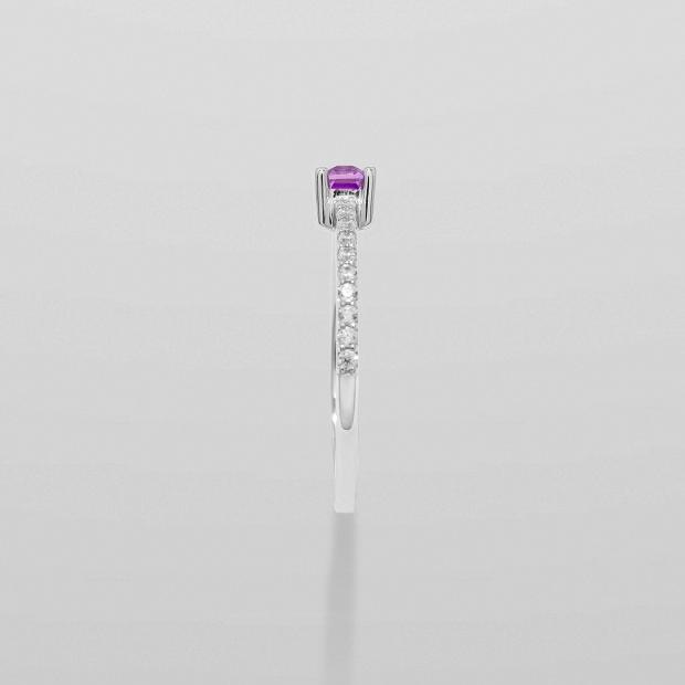Nhẫn Nữ Danny Jewelry Bạc 925 Đính Đá Chủ Amethyst Xi Rhodium N0029