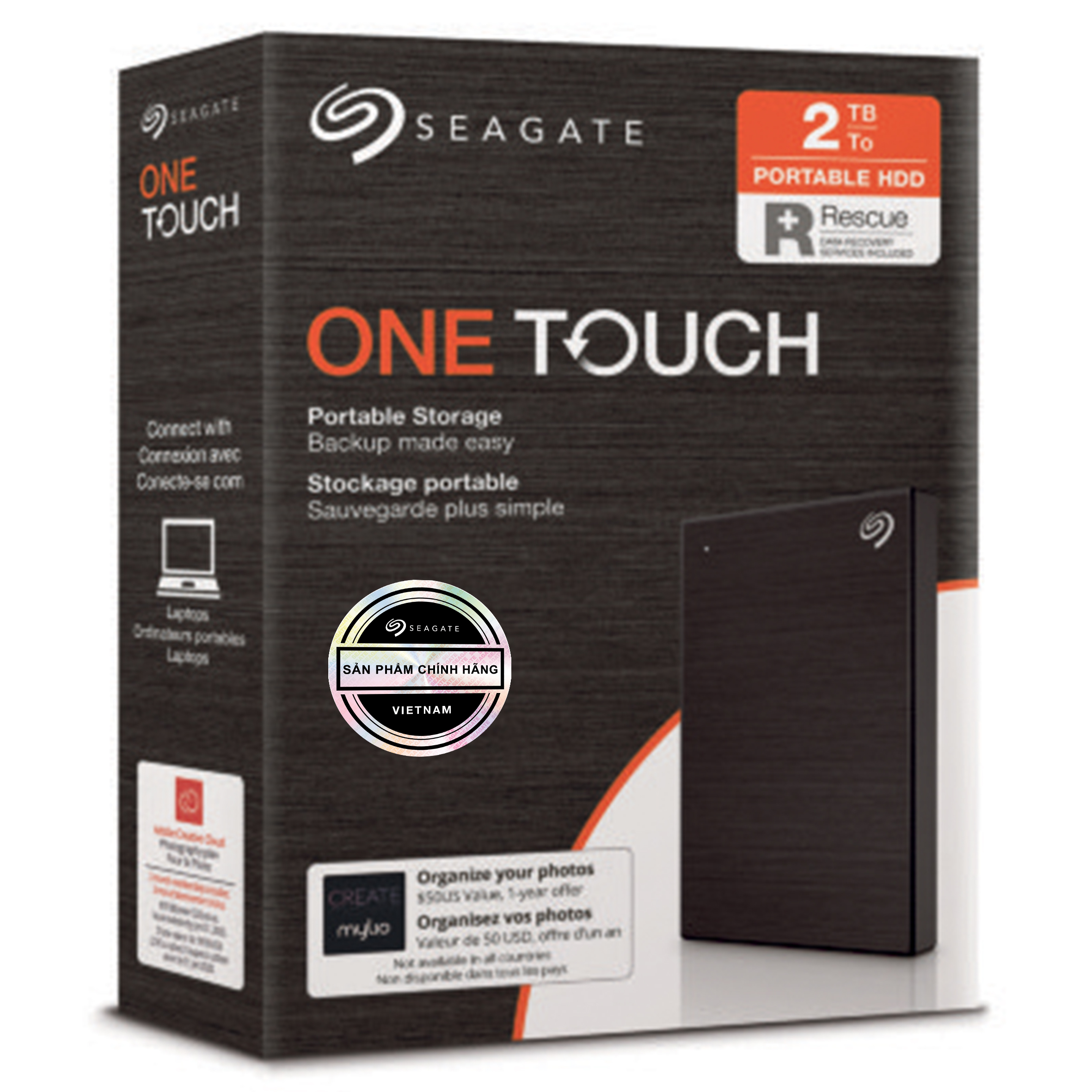 Ổ cứng di động HDD Seagate One Touch 1TB 2.5&quot; USB 3.0 - Hàng chính hãng - Màu đen