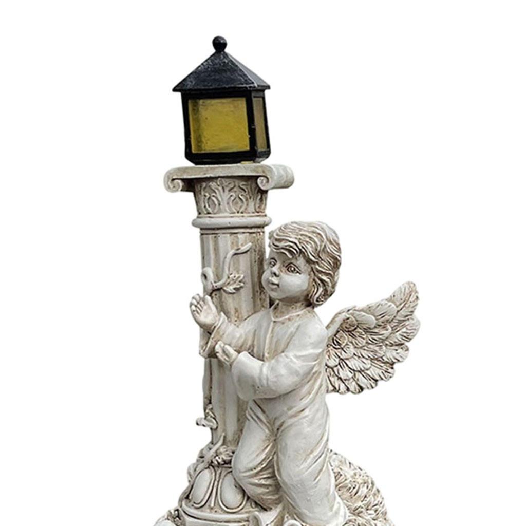 Roman Pillar Angel Figurine Statue Solar Energy Garden Yard Lawn Decors