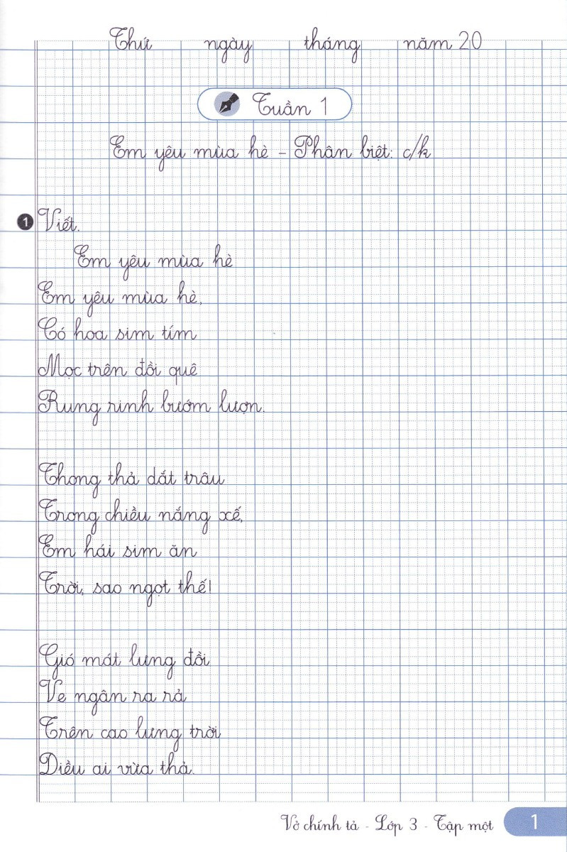 Vở Chính Tả Lớp 3 - Tập 1