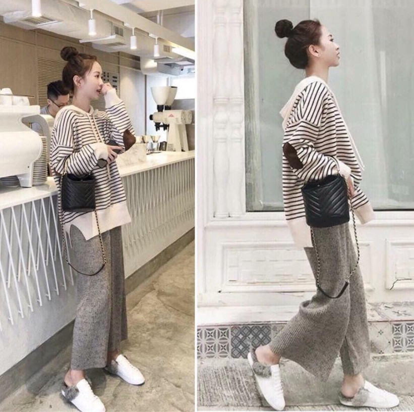 Quần ỐNG RỘNG LEN TĂM lên dáng cực xinh