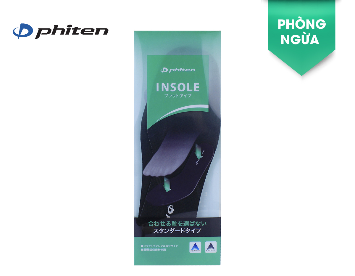 Lót giày êm chân Phiten insole flat TI146003/TI146004 giảm đau, mỏi, giảm sốc dùng thường ngày