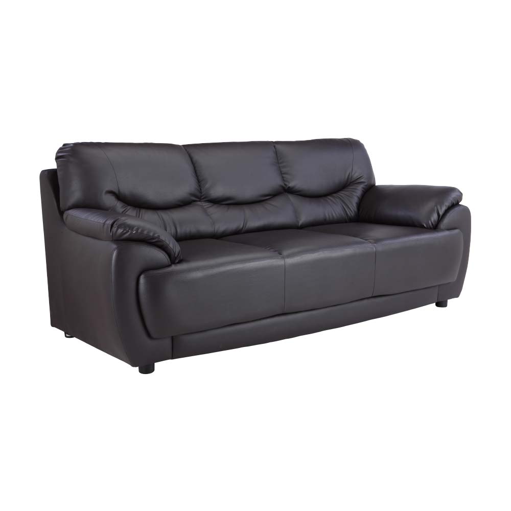 Ghế sofa 3 chỗ BOBBY/L khung gỗ bền chắc, đệm bọc da PVC cao cấp nâu sẫm | Index Living Mall - Phân phối độc quyền tại Việt Nam