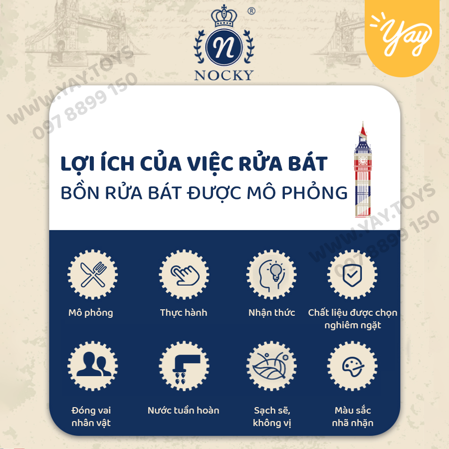 Bộ Đồ Chơi Bồn Rửa Chén Vui Nhộn Phun Nước Tự Động Cho Bé 3+ - Nocky