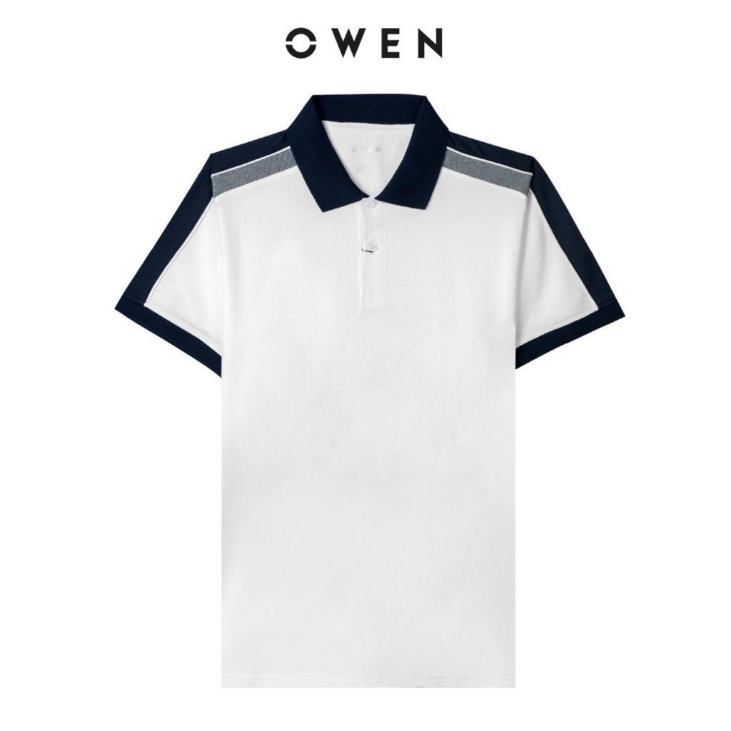 OWEN - Áo polo nam ngắn tay Owen chất pima mềm mát màu trắng 231410