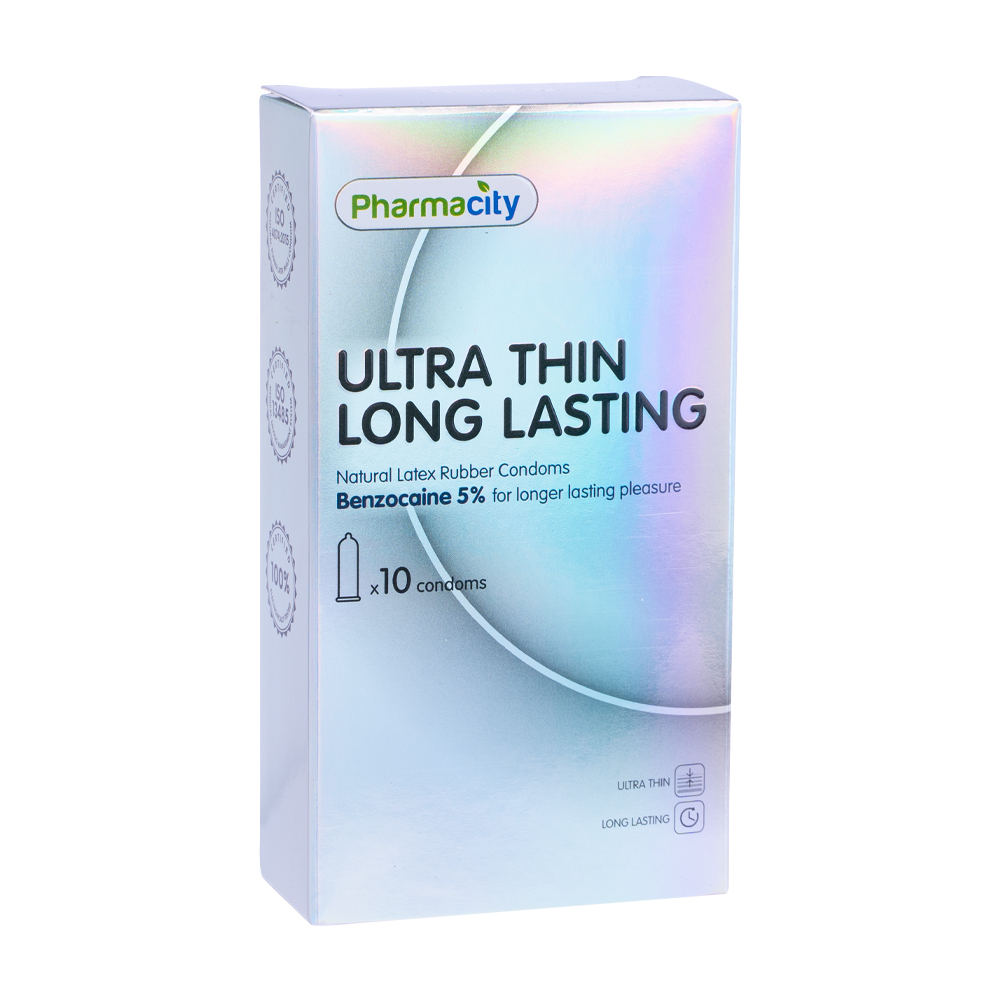 Bao Pharmacity cao su Ultra thin Long Lasting N (Hộp/10 cái)