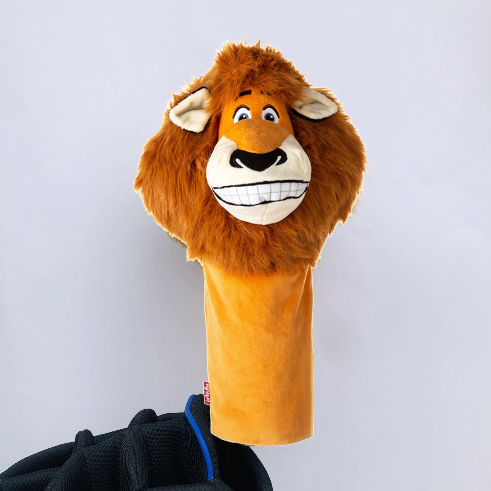 Cute Plush Golf Head Cover Animal Lion Club No.1 Driver Headcover Protective Professional Universal Club Carrying Protector Accessories for Golfer