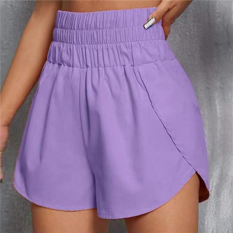 Phụ nữ quần short thể dục thể thao thể thao bình thường chạy bộ chạy tập thể dục quần áo đàn hồi eo mùa hè trên sân nhà thời trang quần ngắn thời trang mới Color: 2-rose red Size: S