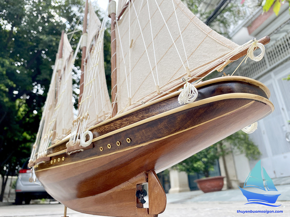 Du thuyền Atlantic dài 70cm gỗ tự nhiên, mô hình thuyền buồm gỗ trang trí nhà cửa, quà tặng khai trương tân gia cao cấp