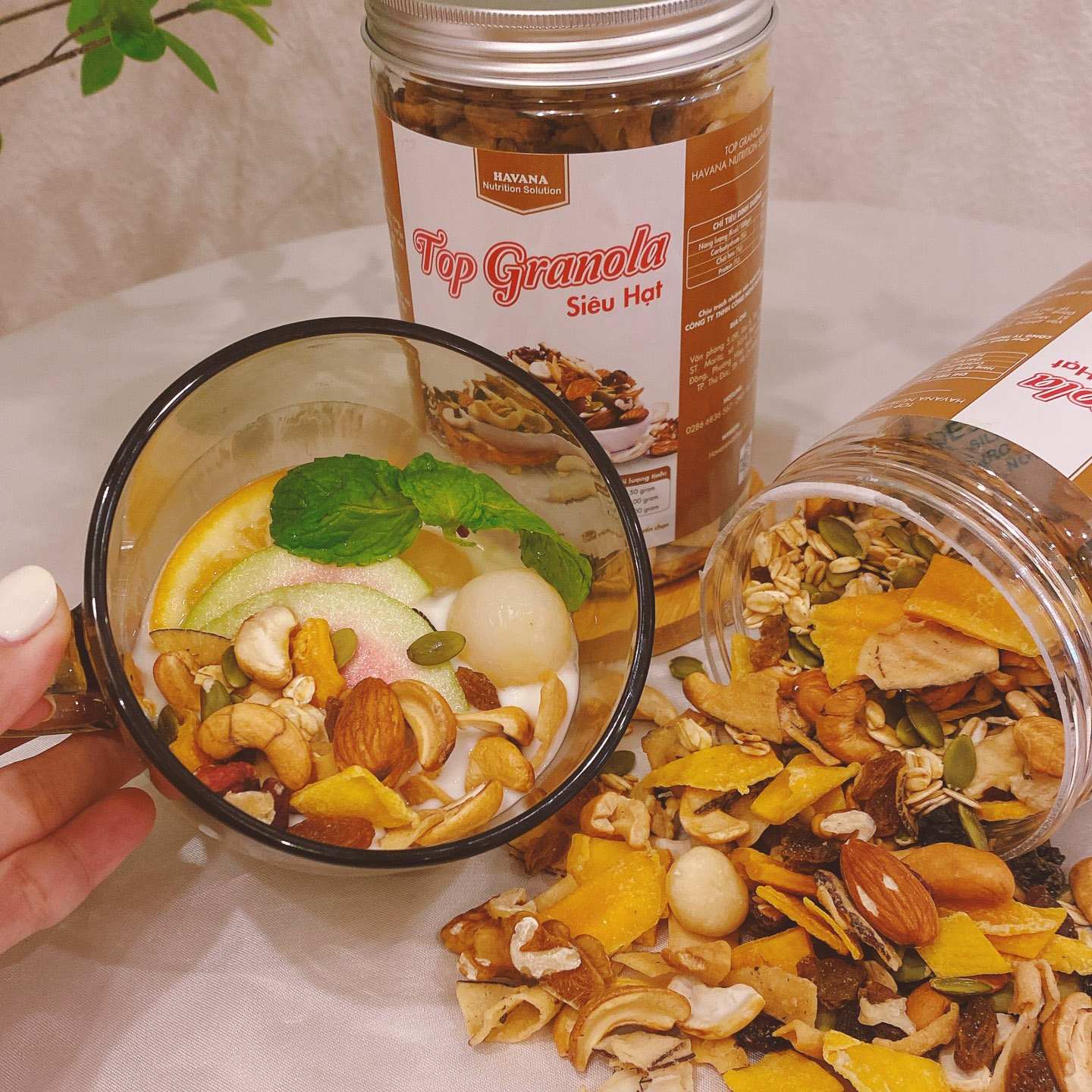 Combo 1 : Granola siêu hạt HAVANA ngũ cốc ăn kiêng 5% Yến mạch - hũ 240g