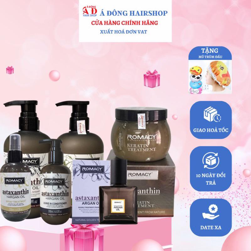 BỘ DẦU GỘI XẢ, HẤP Ủ, DƯỠNG PHỤC HỒI, SUÔN MƯỢT, GIẢM RỤNG ROMACY ASTAXANTHIN ARGAN OIL + Gội xả gói Karseell 15ml