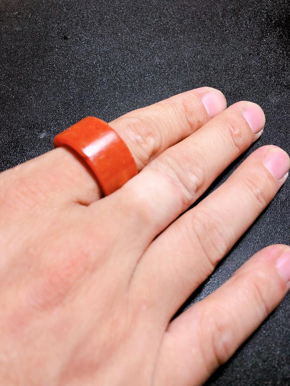 NHẪN CÀN LONG CẨM THẠCH HUYẾT THIÊN NHIÊN - size 18mm