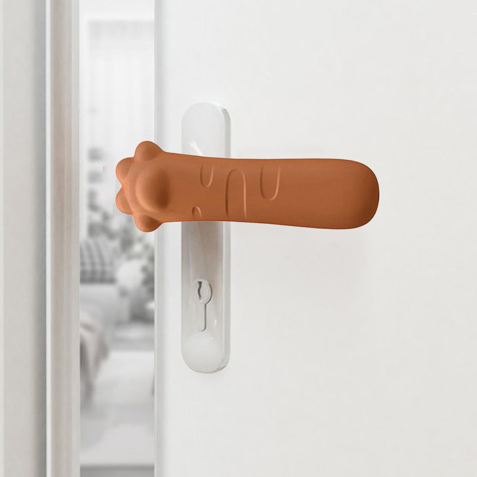 2xDoor Handle Cover Anti Static Noiseless Protector for Home Bedroom Orange