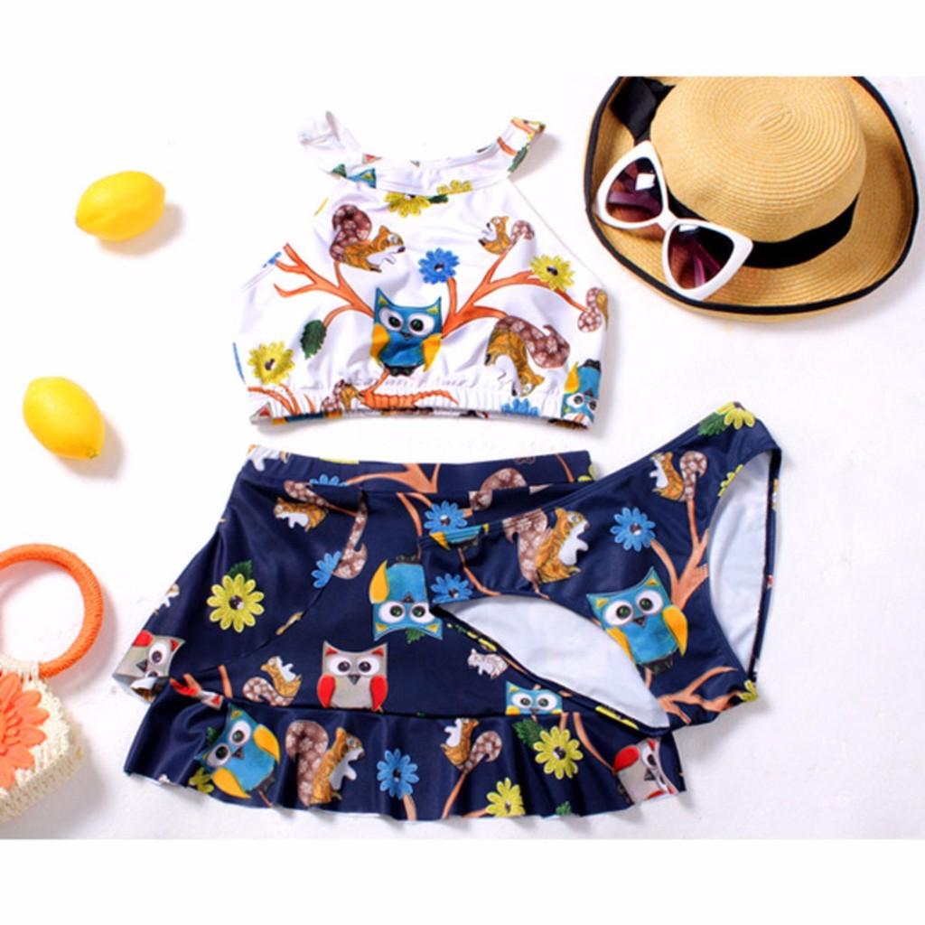 Bộ đồ bơi bikini 2 mảnh cổ yếm họa tiết