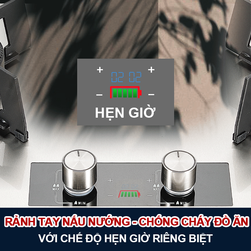 Bếp Gas Lật 9 Đầu Đốt Hàng Chính Hãng OLEYIN B09, Tích Hợp Hẹn Giờ, Cảm Biến Tự Ngắt Gas, Khóa An Toàn Thông Minh