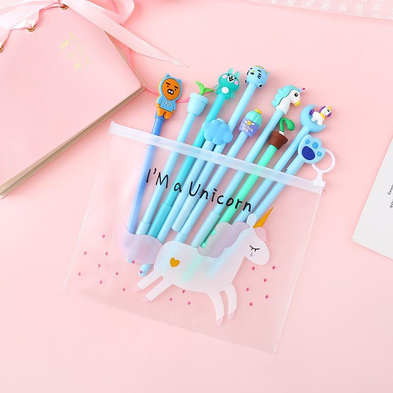 Set 10 Bút Bi Mực Nước Mặt Icon Đáng Yêu, unicorn... Bút Nước Cute