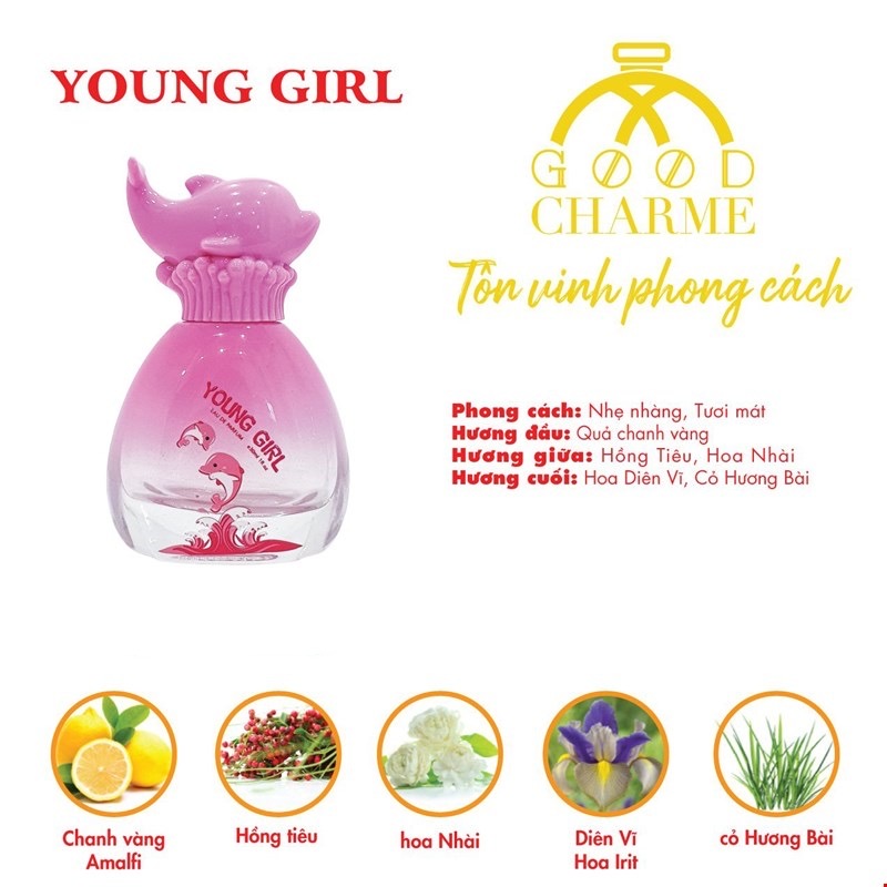 Nước hoa trẻ em, Charme Young Girl, chính hãng, hương thơm dễ chịu, nhẹ nhàng, an toàn cho bé gái, 30ml