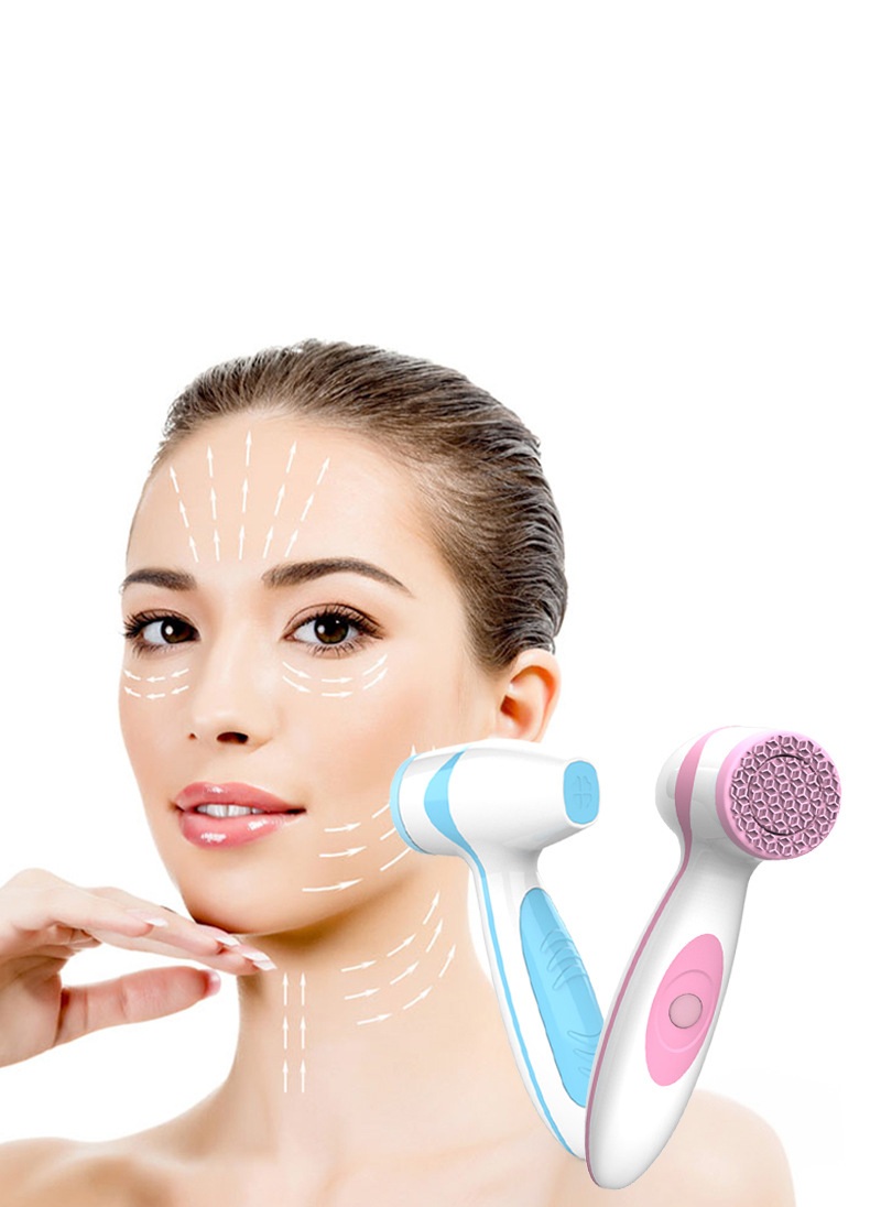 Máy rửa mặt facial cleaner tặng kèm mút trang điểm - Xanh