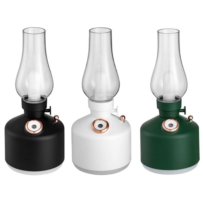USB Có Thể Sạc Retro Đèn Máy Tạo Độ Ẩm Không Khí Có Đèn LED Ánh Sáng Khuếch Tán Hương Thơm Phun Sương Tạo Trang Trí Nhà