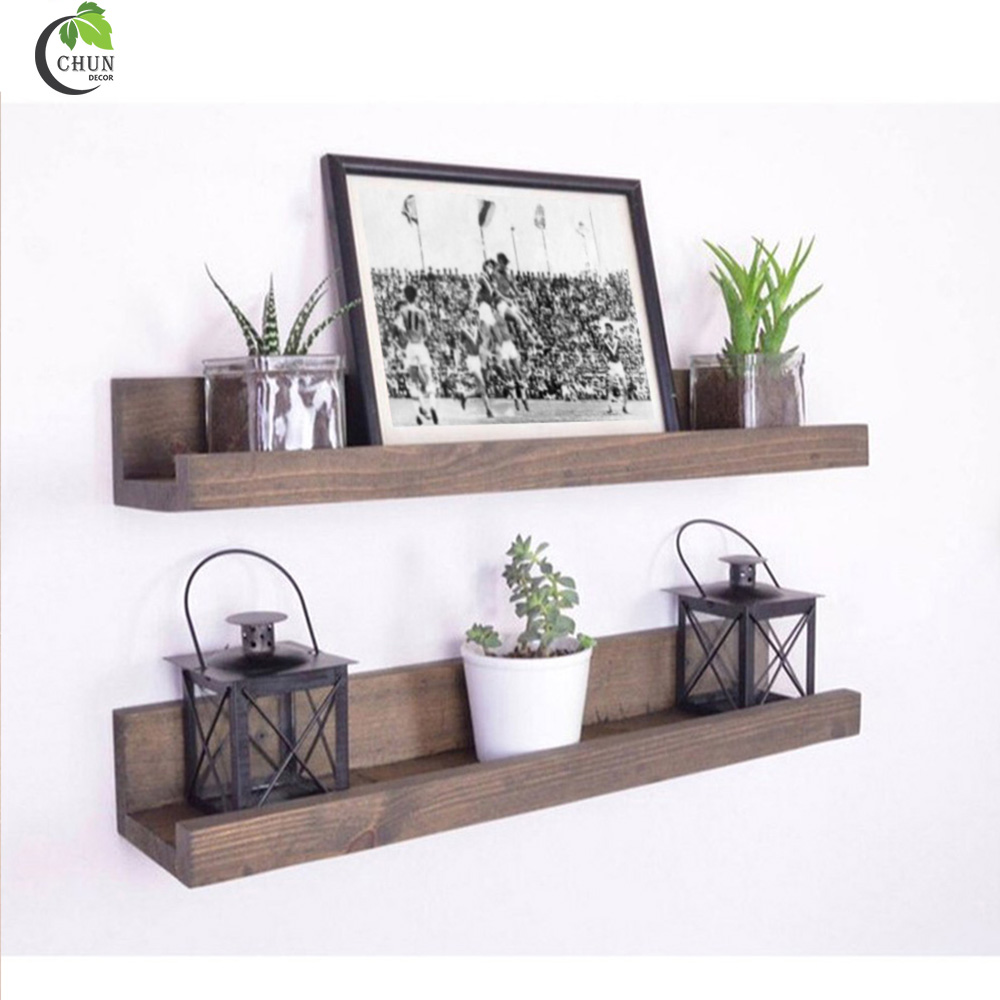 Kệ Gỗ Treo Tường Màu Socola Để Khung Ảnh, Đồ Lưu Niệm Trang Trí Nội Thất CHUN DECOR