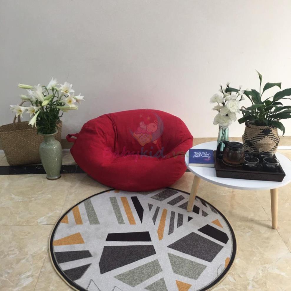 Ghế lười dáng lê, size S, đỏ đô da lộn, có xốp