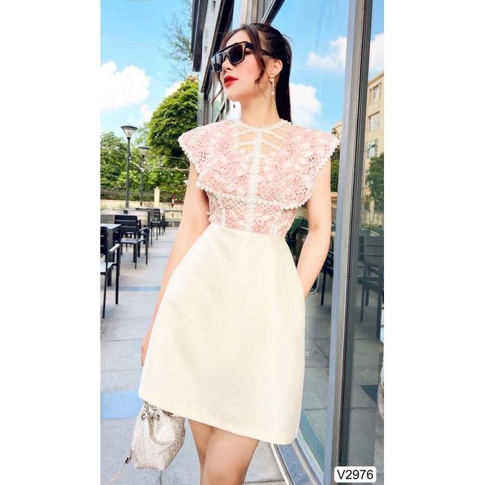 Đầm Thiết Kế Hà Dress Chất Liệu Vải Tafta Phối Ren Sợi Cao Cấp - Váy Thiết Kế Thanh Lịch Trẻ Trung