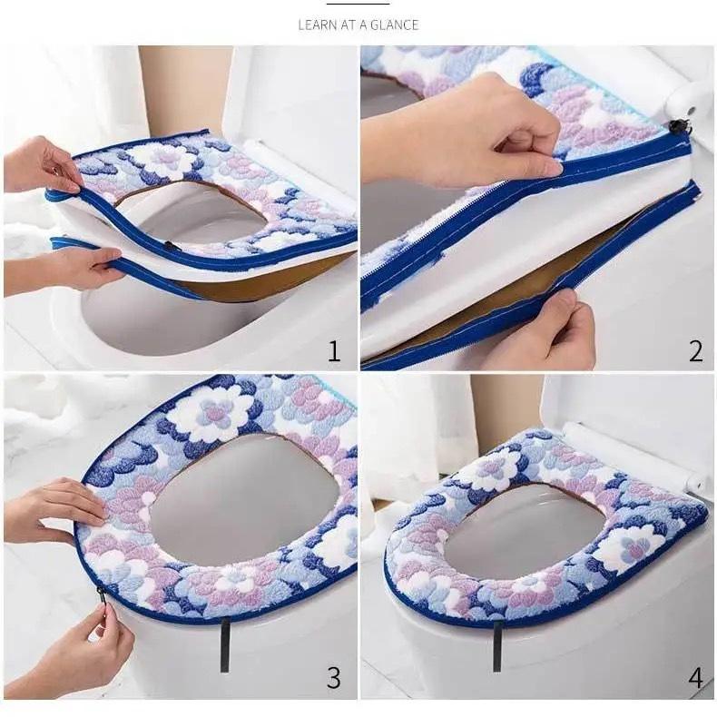 Nhà vệ sinh 2PCCS trong nắp chỗ ngồi, phòng tắm nhẹ nhàng Nhà vệ sinh ấm áp có thể giặt được đệm ghế, 2PCS