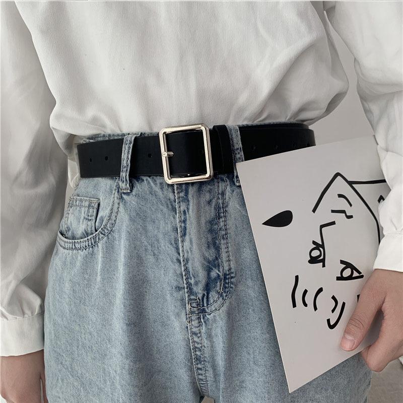 2020 Dây Da PU Cho Nữ Khóa Vuông Khóa Pin Quần Jean Dây Đen Sang Trọng Thương Hiệu Cao Cấp Nữ Vintage Dây Nữ dây Thắt Lưng