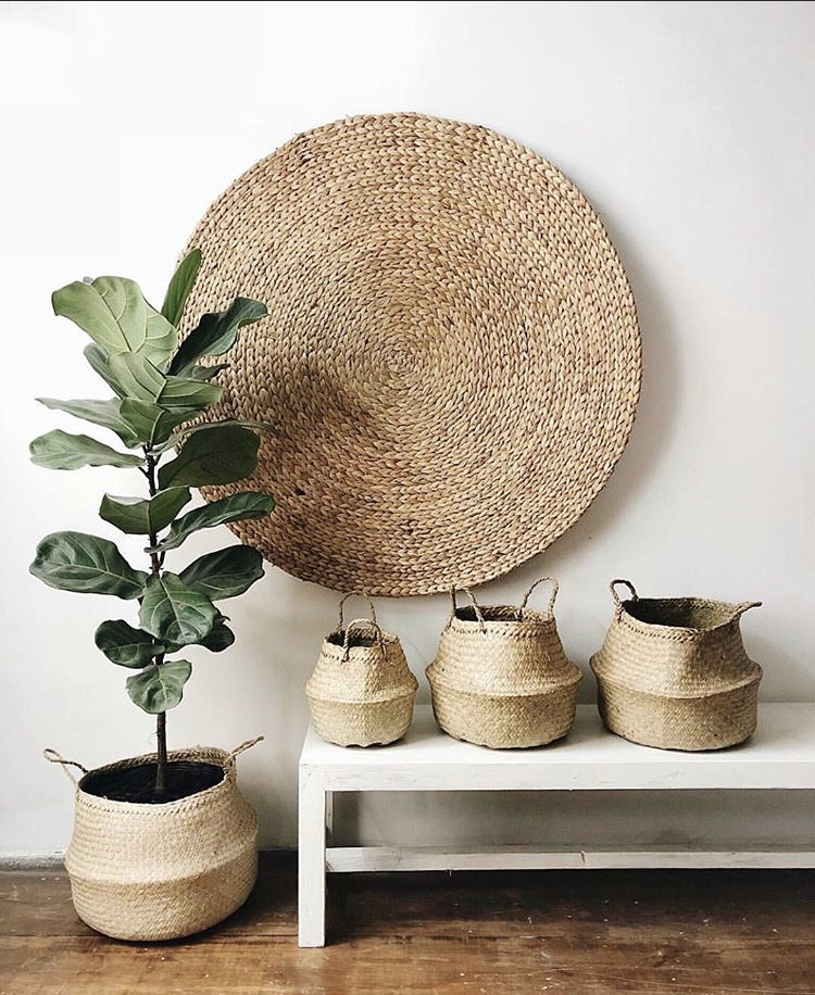 Giỏ cói trồng cây HANHDECOR / giỏ đựng quần áo/decor tự nhiên có quai/giỏ cói đựng đồ nhiều kích thước [Bán buôn/sỉ