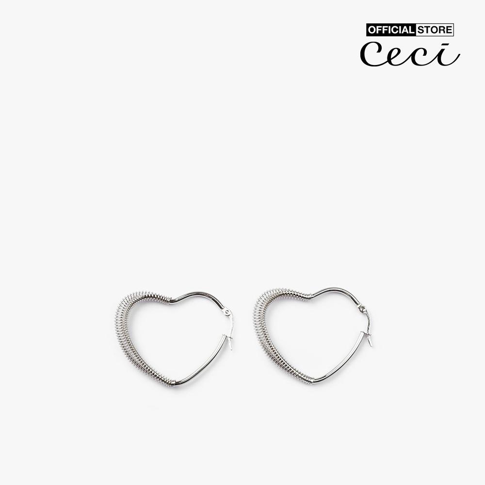 CECI - Khuyên tai nữ hình trái tim phối lò xo độc đáo CC1-01000049-03