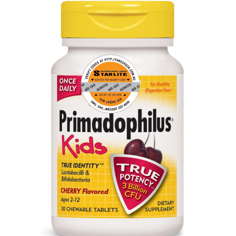 Kẹo Nhai Men Lợi Khuẩn Trẻ Em Primadophilus Kids Cherry 30 viên