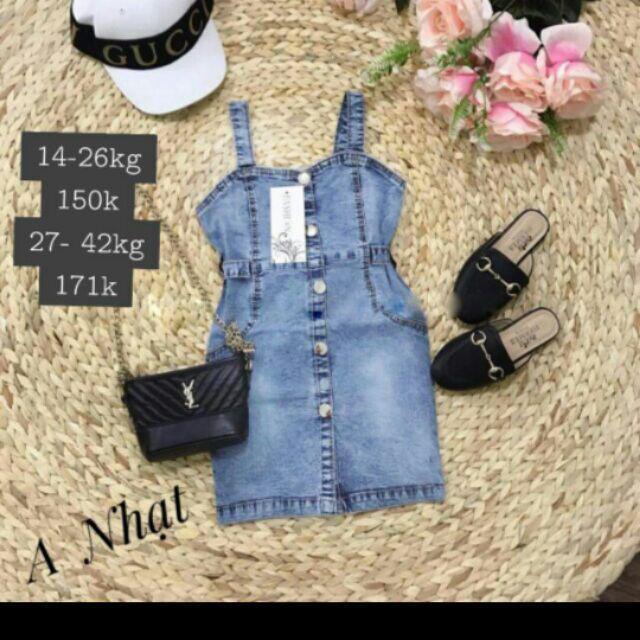 Váy Jean 2 dây sz 2-7= 10-21kg .Sz 10-11cho bé 23- 30kg SZ 15 CHO BÉ 37 -40KG