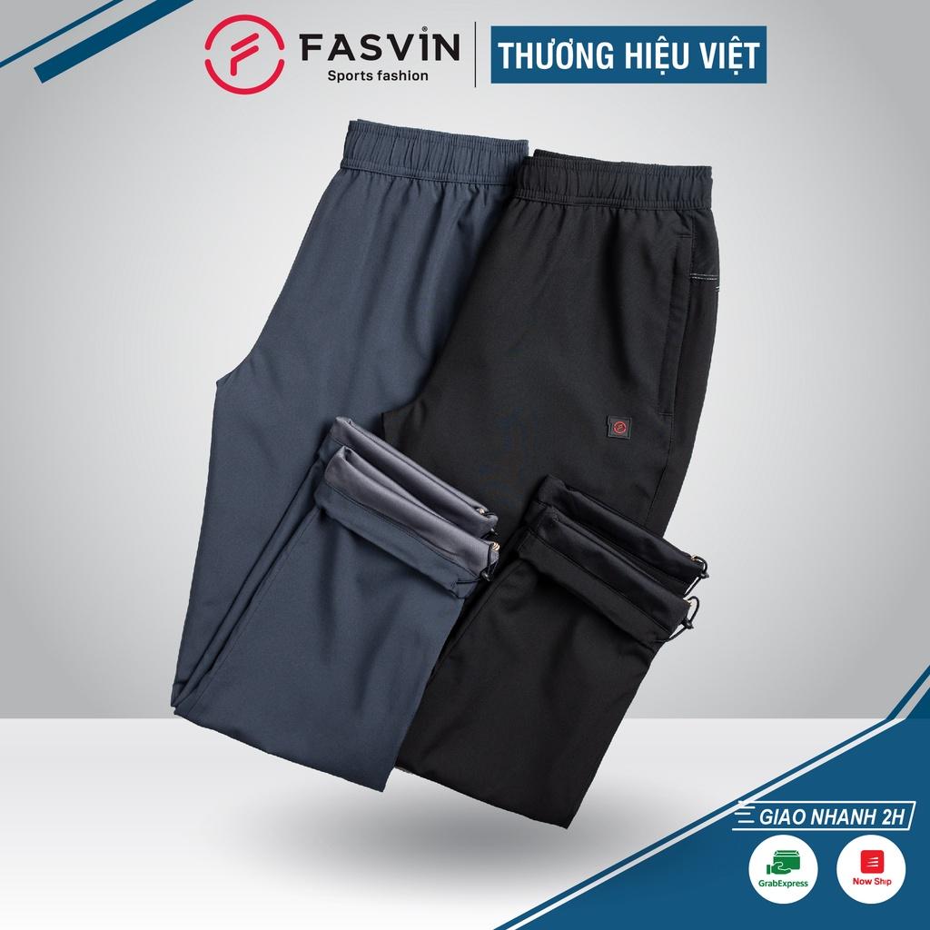 Quần gió nam 02 lớp FASVIN QBC22541.HN ống suông lót lưới hàng cao cấp chính hãng