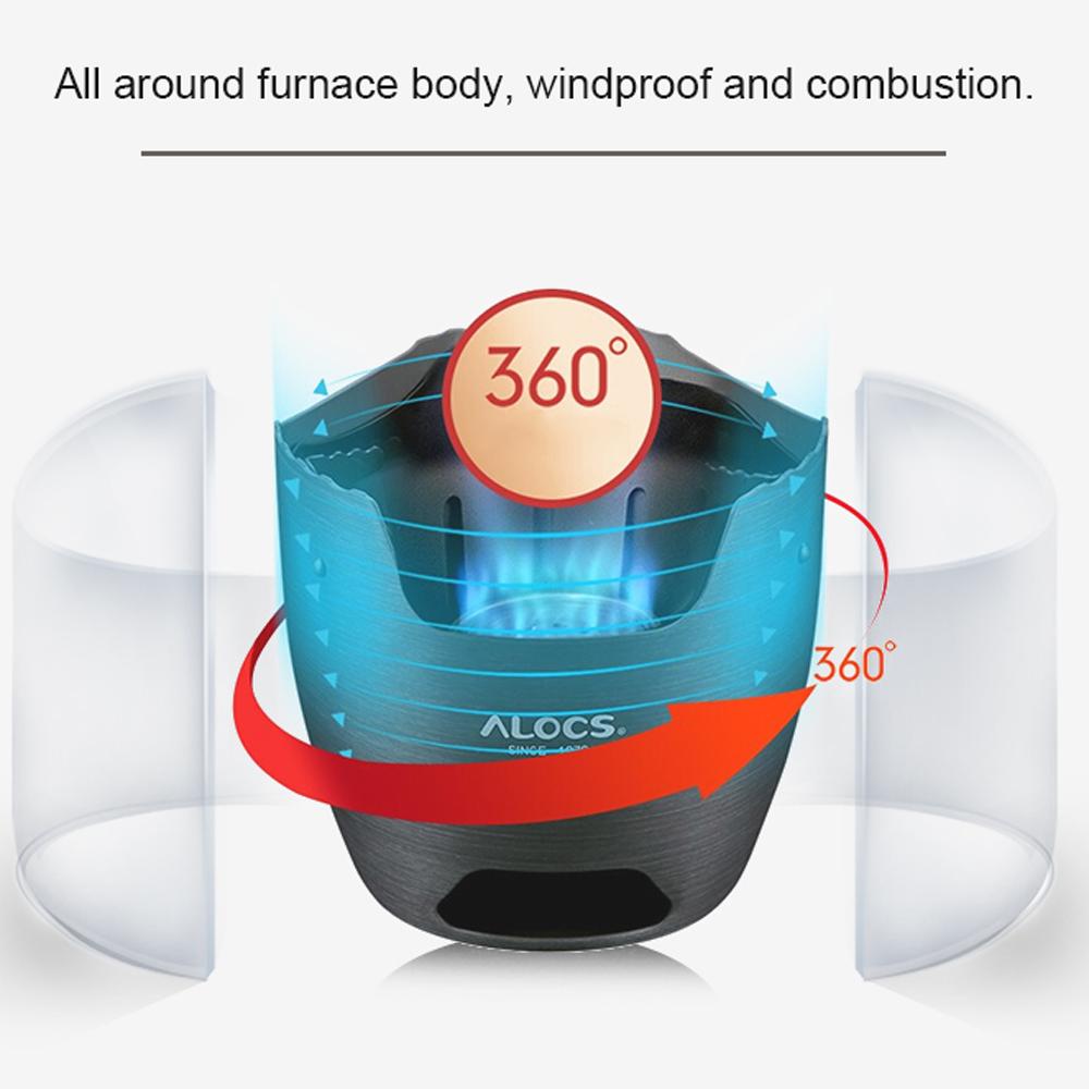 ALOCS Aluminum Alloy Camping Alcohol Stoves Charcoal Wood Burners Portable Picnic BBQ Furnace Windproof Warm Heaters Outdoor Cooking Equipment