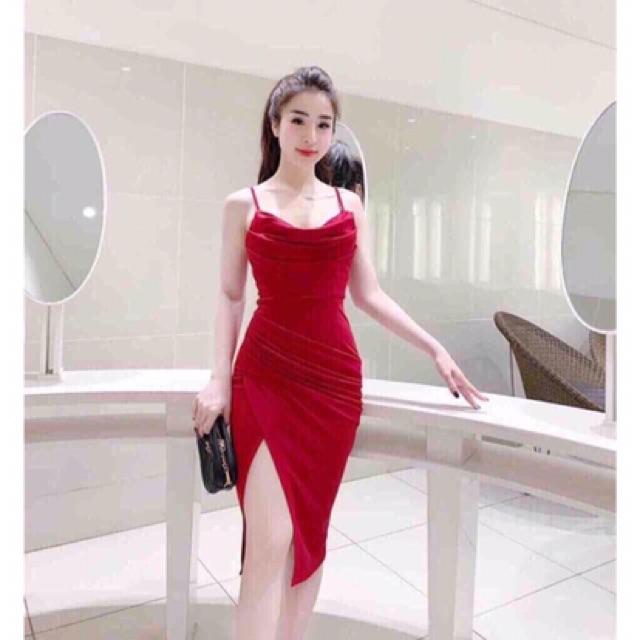 Body trơn thần thánh 2 dây xếp ly xẻ đùi cao siêu hot