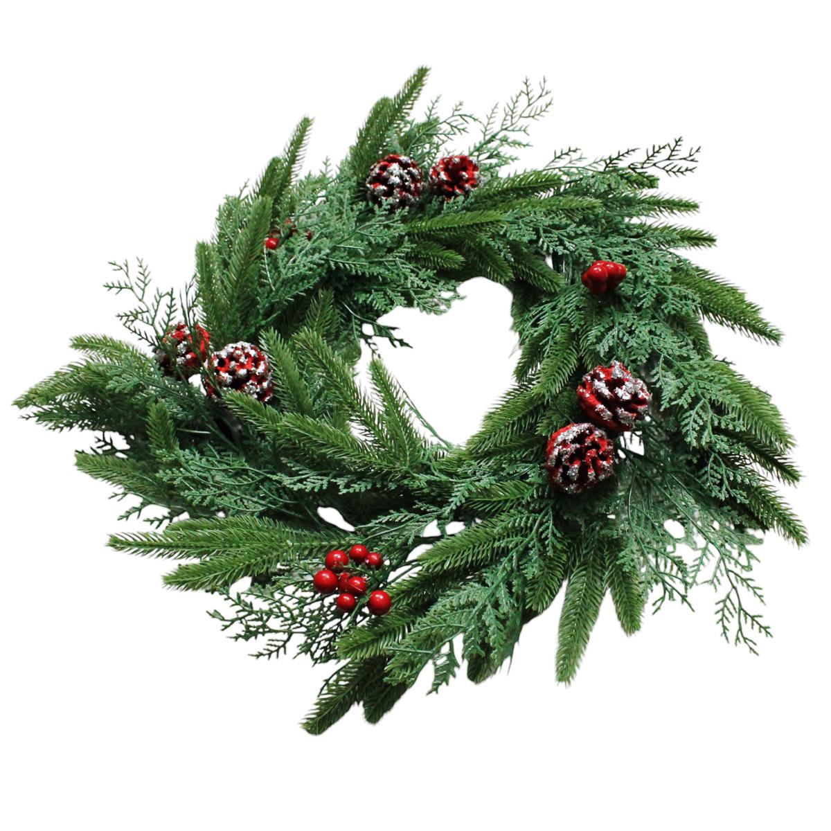 Vòng Hoa 2 Loại Lá 50 cm - Trang Trí Giáng Sinh - Chaang Chiia LP-W20-POP