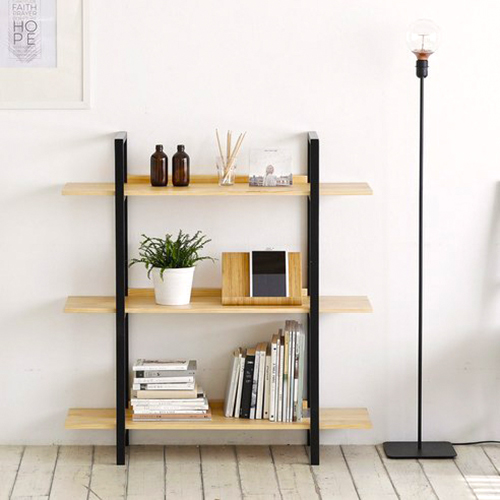 KỆ SÁCH HÀN QUỐC 3 TẦNG MÀU ĐEN PHỐI GỖ - BILON BOOK SHELF BLACK NẢTURAL