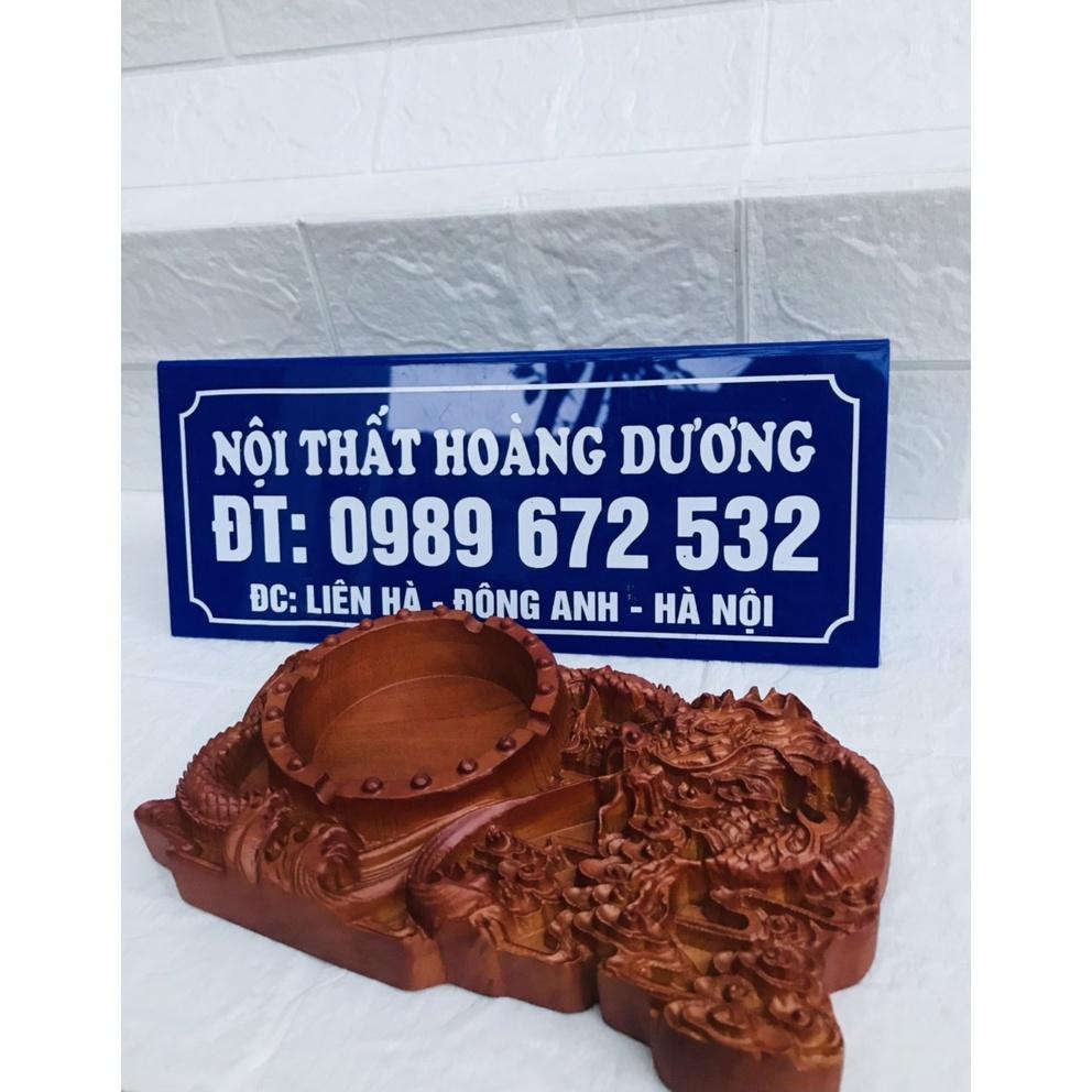 Gạt tàn thuốc trạm rồng phượng GỖ SIÊU DÀY