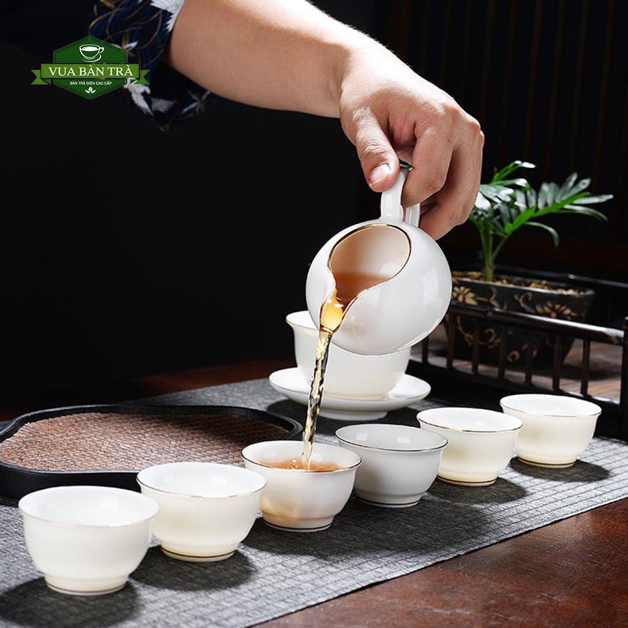 Bộ Ấm Chén Uống Trà Gốm Sứ Bạch Định Thấu Quang Cao Cấp