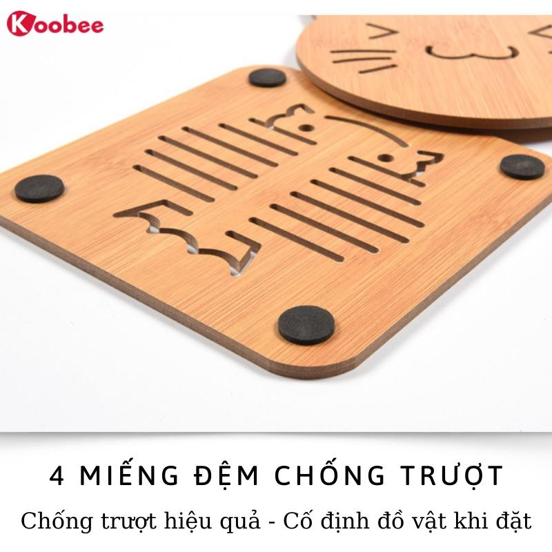 Đế lót nồi KOOBEE bằng gỗ cách nhiệt chống trượt cao cấp