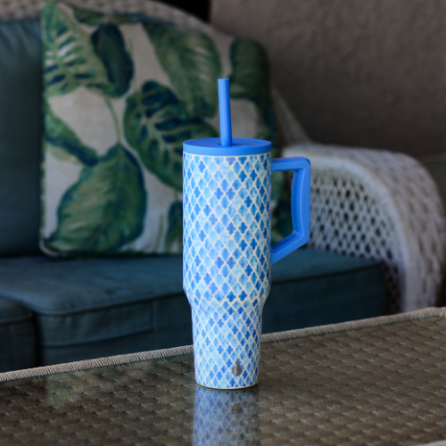 Ly giữ nhiệt Commuter Elemental 1180ml màu blue tile thép không gỉ có tay cầm combo hút trân châu