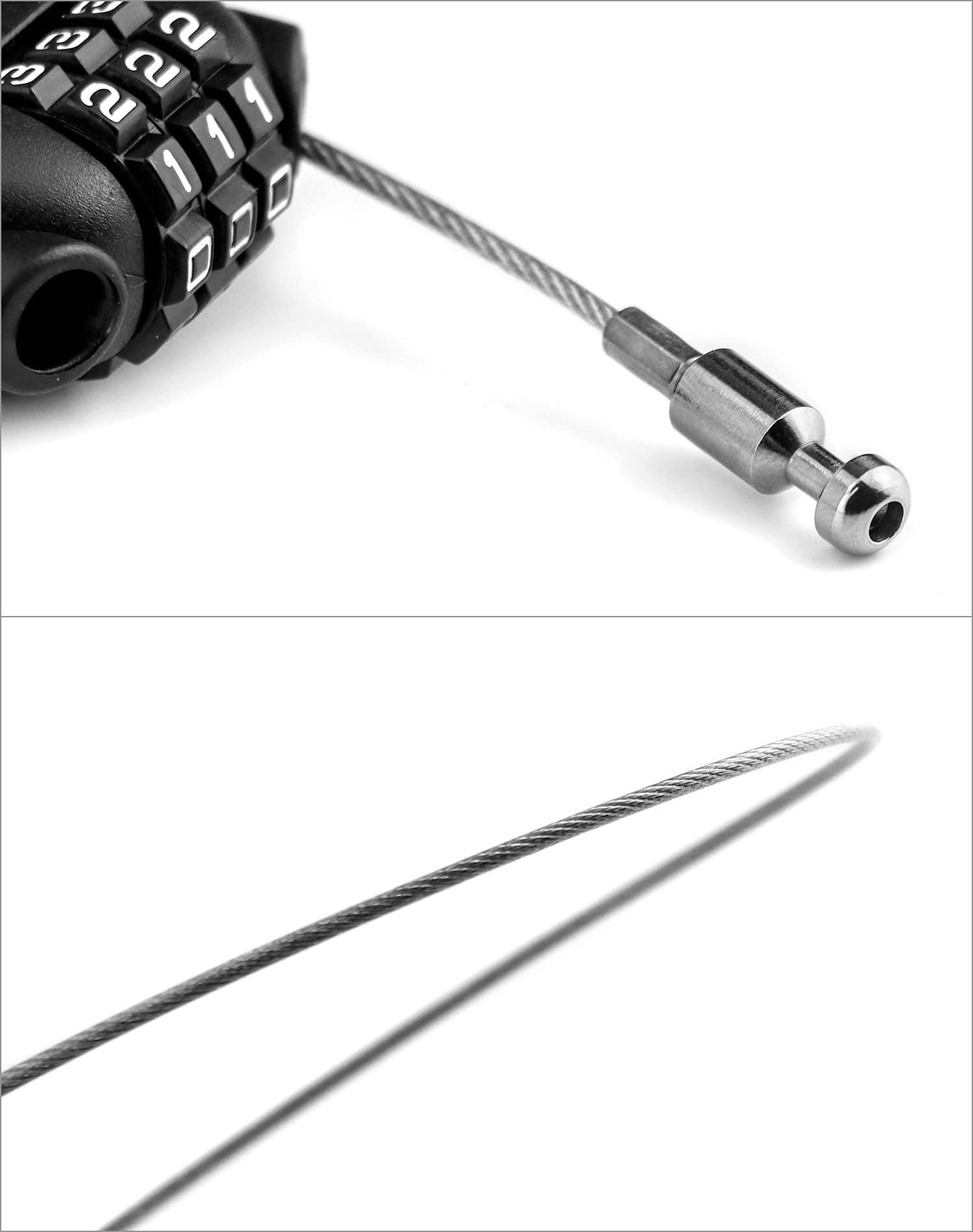 3 Hình với khóa kết hợp, cáp xe đạp, với cáp có thể thu vào 77cm cho xe đạp, xe tay ga, xe máy và xe đẩy