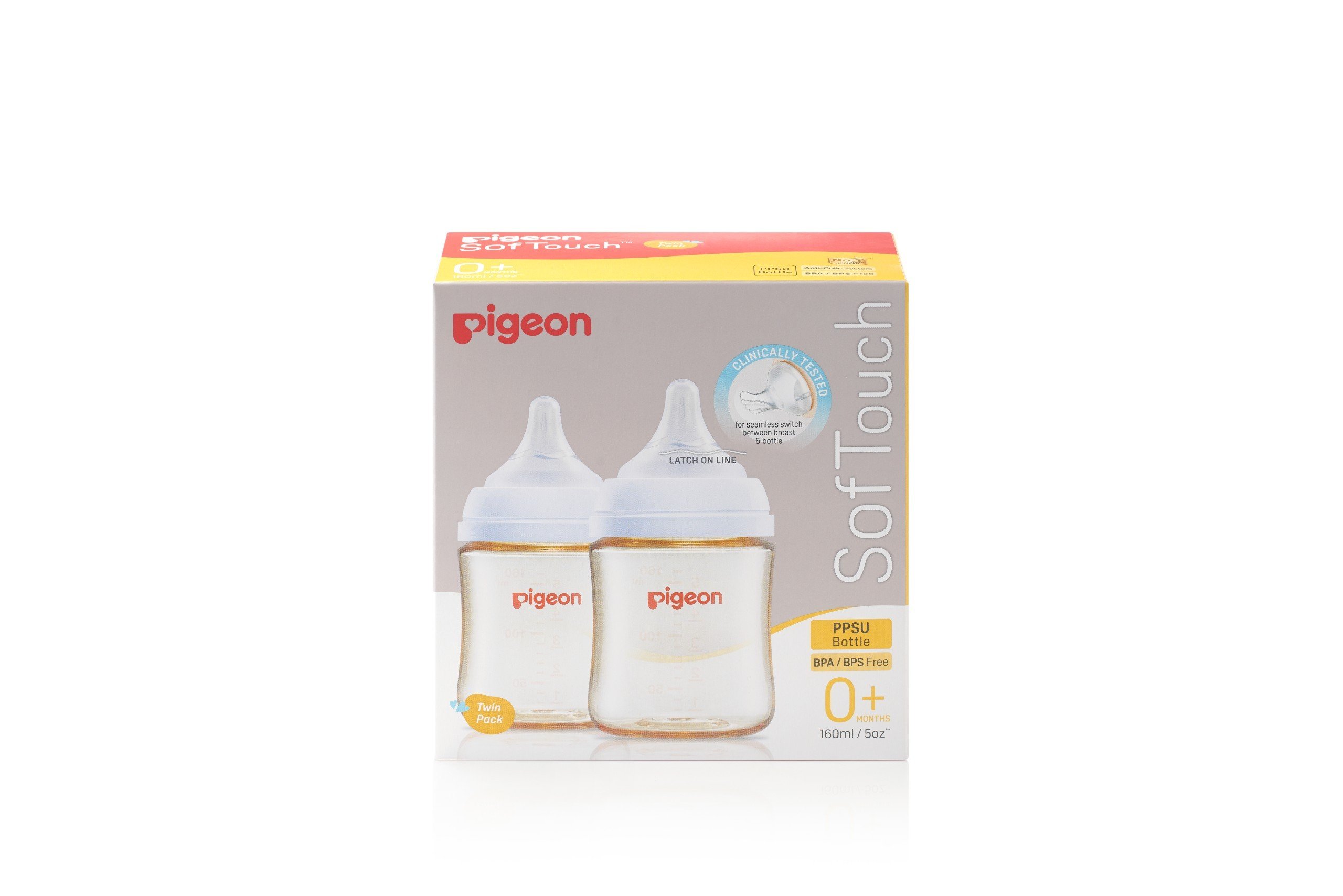 Bộ Đôi Bình Sữa Softouch PPSU Plus Pigeon thế hệ III 160ml/240ml