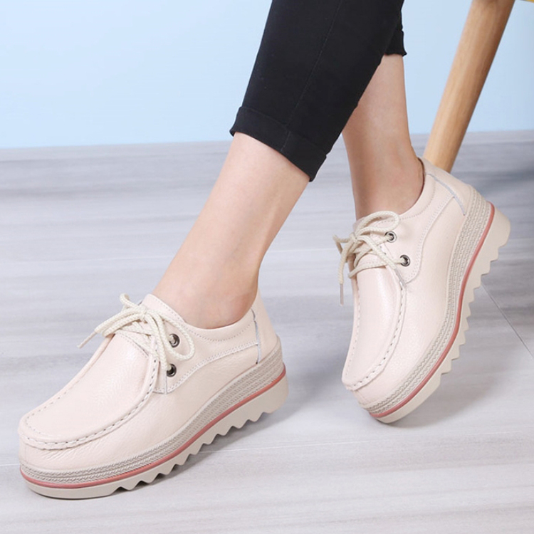 Women's platform shoes Heighten Lace up light Mid heel shake shoes