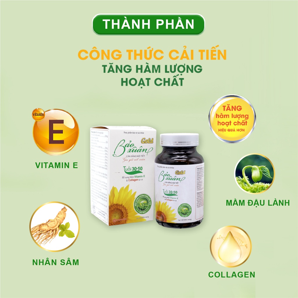 Chính Hãng + Freeship Viên uống Bảo Xuân Gold, Hỗ Trợ Suy Giảm Sinh Lý Nữ, Tăng Cường Nội Tiết Tố Nữ (Hộp 30v)